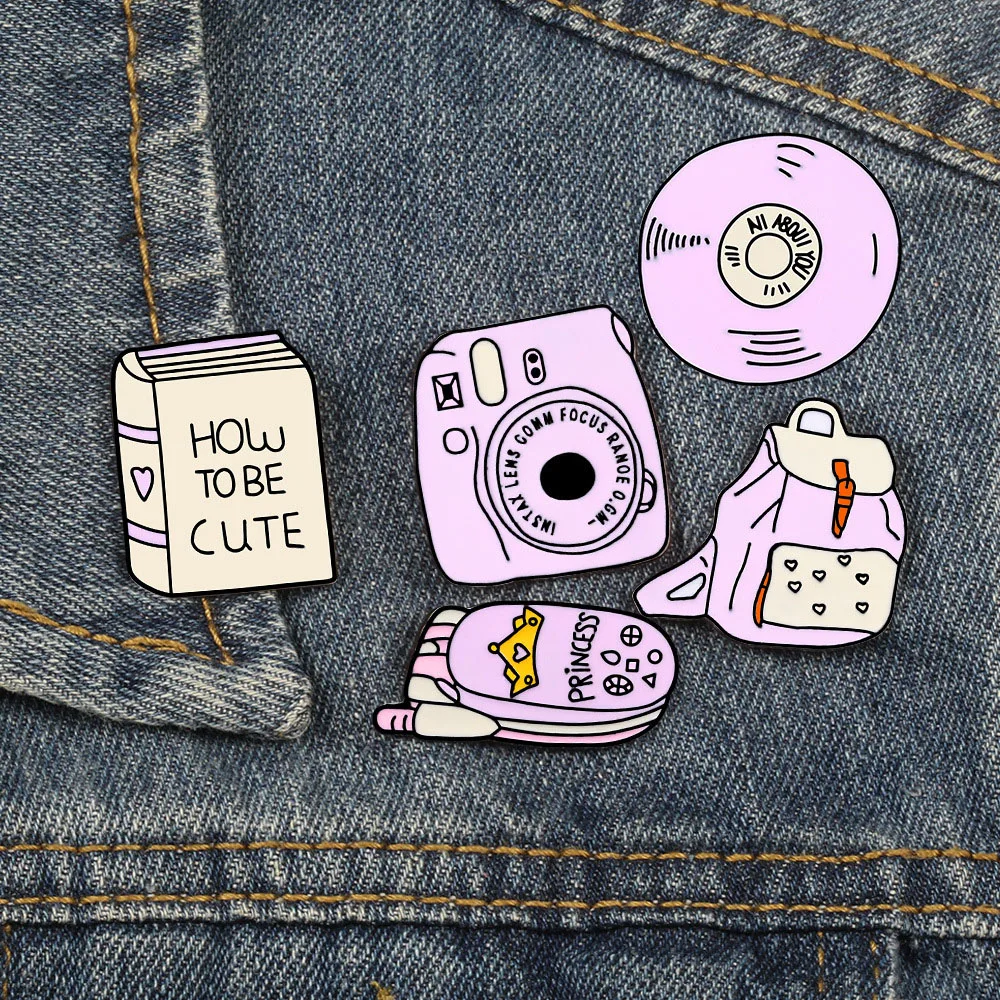 Мультфильм Броши с изображением камеры фри для женщин Радуга цифровая камера