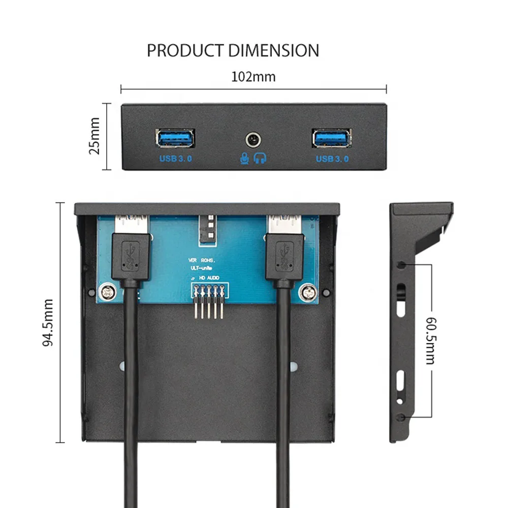 Чехол для компьютера MOWU с 2 портами USB 3 5 и передней панелью 0 дюйма аудиовыход в 1 HD