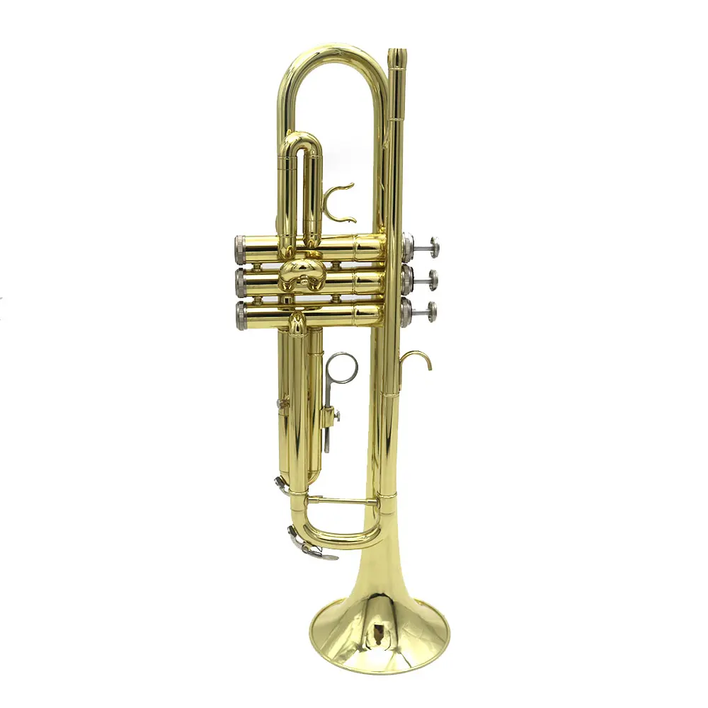 Плоский латунный изысканный прочный музыкальный инструмент с мундштуком Gold Bb труба B