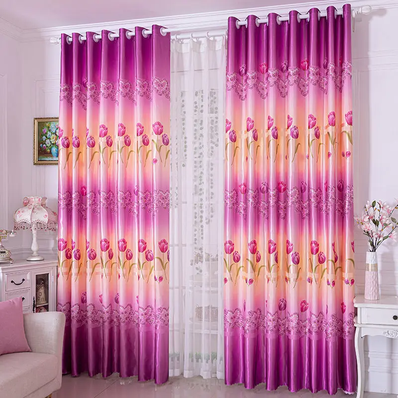 

1pcs Pastoral Printing Blackout Curtains Finished Bedroom Living Room Balcony Curtain Fabric Light Transmittance 40%-70% F8328