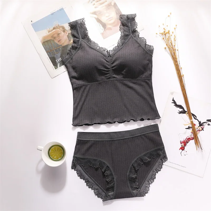 CMENIN комплект с бюстгальтером открытой спиной и трусиками кружевной передней