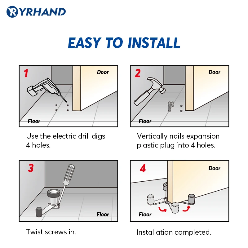 Дверной ограничитель настенный Регулируемый дверной из нержавеющей стали с