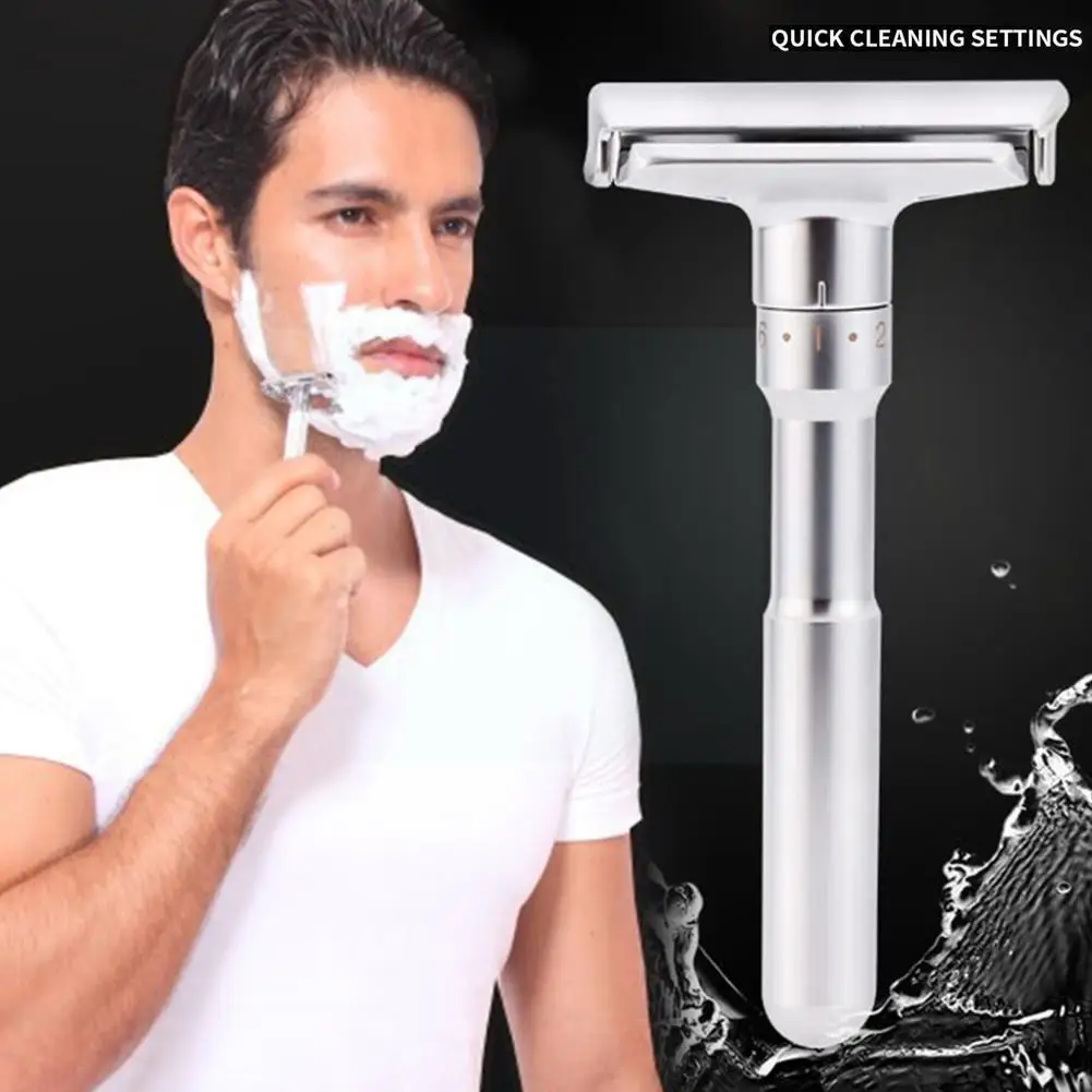 

Men's Swing Open Upgrade Adjustable Hand Shaving 5 Handle And 1 Base Double V0p1