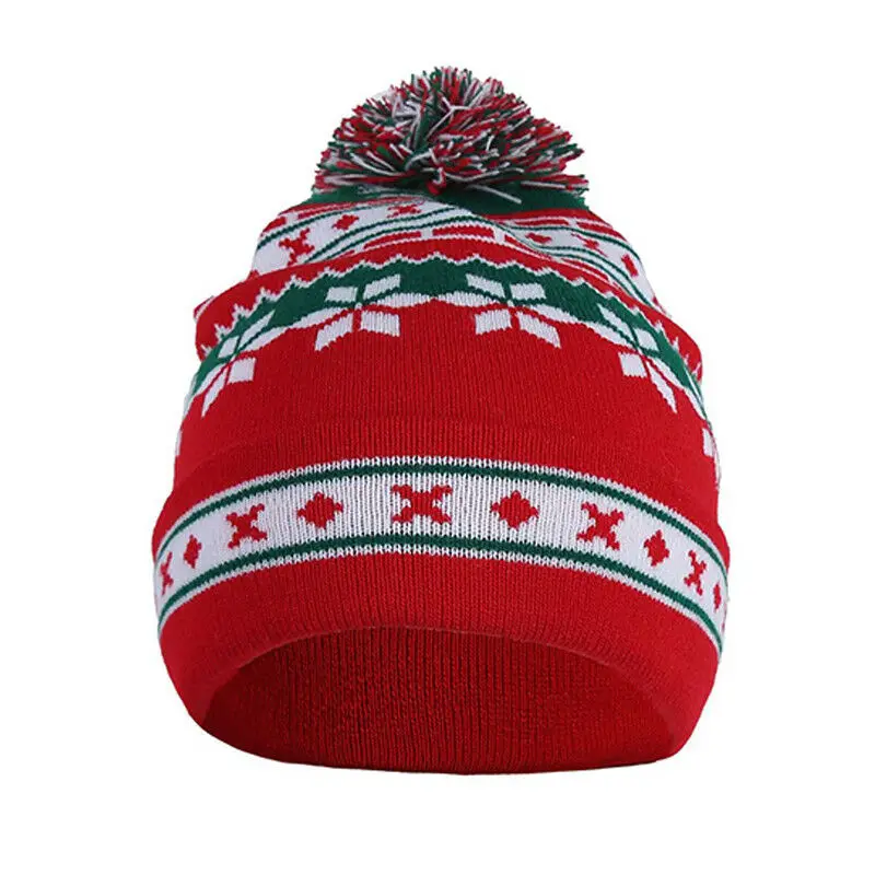 

Womens Xmas Knitted Crochet Hats Winter Warmer Snowflake Woolen Beanie Cap Wrap