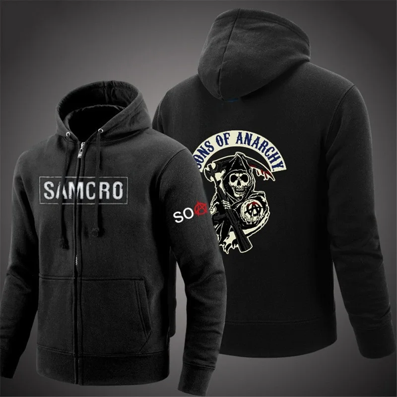 

NEW Spring SAMCRO Hip Hop Sons Of Anarchy Hoodies For Man Print Unisex Tracksuit Woman Punk Coats Zipper College Jackets