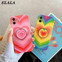 love heart phone case for iphone 12 11 pro max xs xr luxury colorful fundas folding bracket gradient shockproof cute back cover