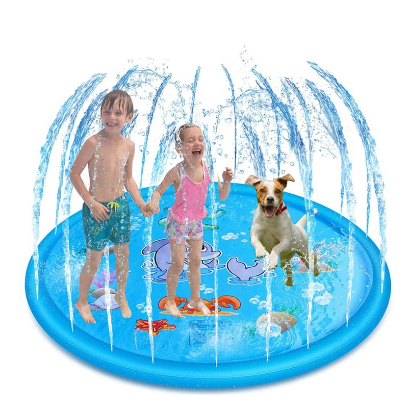 

100cm Pet Play Water Spray Splash Mat Inflatable Sprinkler Cushion Pads Outdoor Garden Fountain Toy Tub Swiming Pool for Kid Dog