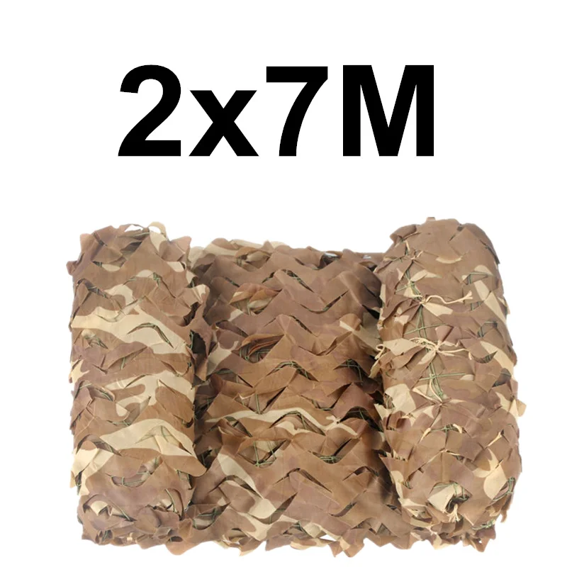 2x7M Усиленная сетка для защиты от солнца камуфляжная сетка Песочная бежевая Военная для сада тени наружные навесы Защита от солнца армейская камуфляжная сеть - Цвет: 2x7M