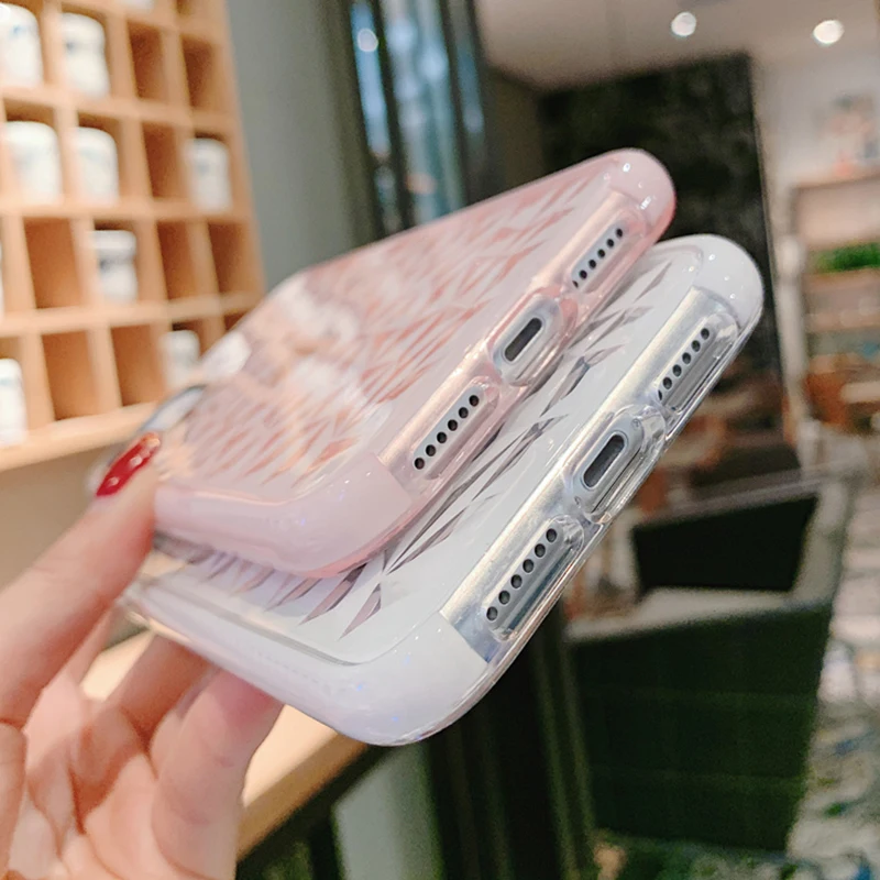 

Transparent Case For iPhone 11 Case Diamond Pattern Back Cover On iPhone 7 XR XS Max 8 6S 6 Plus X SE 2020 iPhone 11 Pro Capa