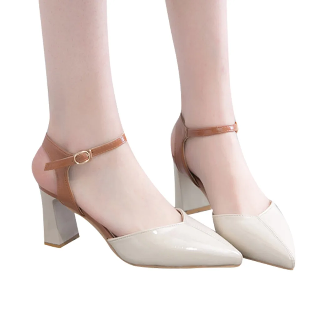 Женские босоножки Повседневные туфли на высоком каблуке с острым носком без