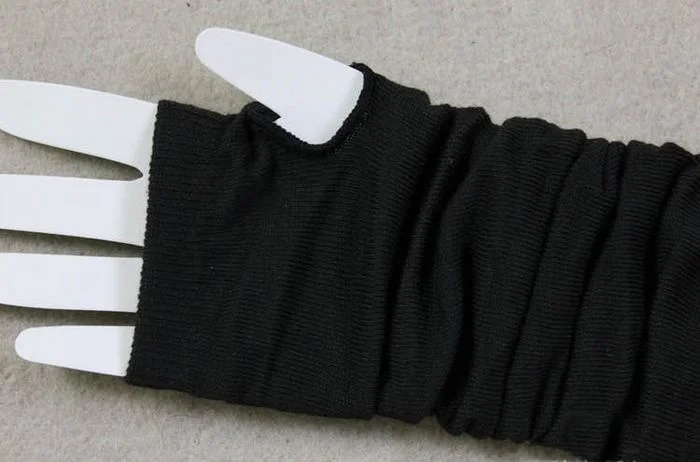 

Pure Color Hand Long Mitten Gloves Women Knitted Wrist Arm Fingerless Winter Gloves Unisex Soft Keep Warm