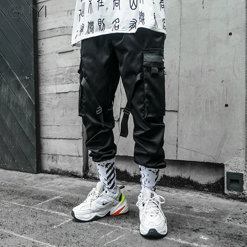 Брюки карго мужские с лентами и карманами тактические джоггеры султанки