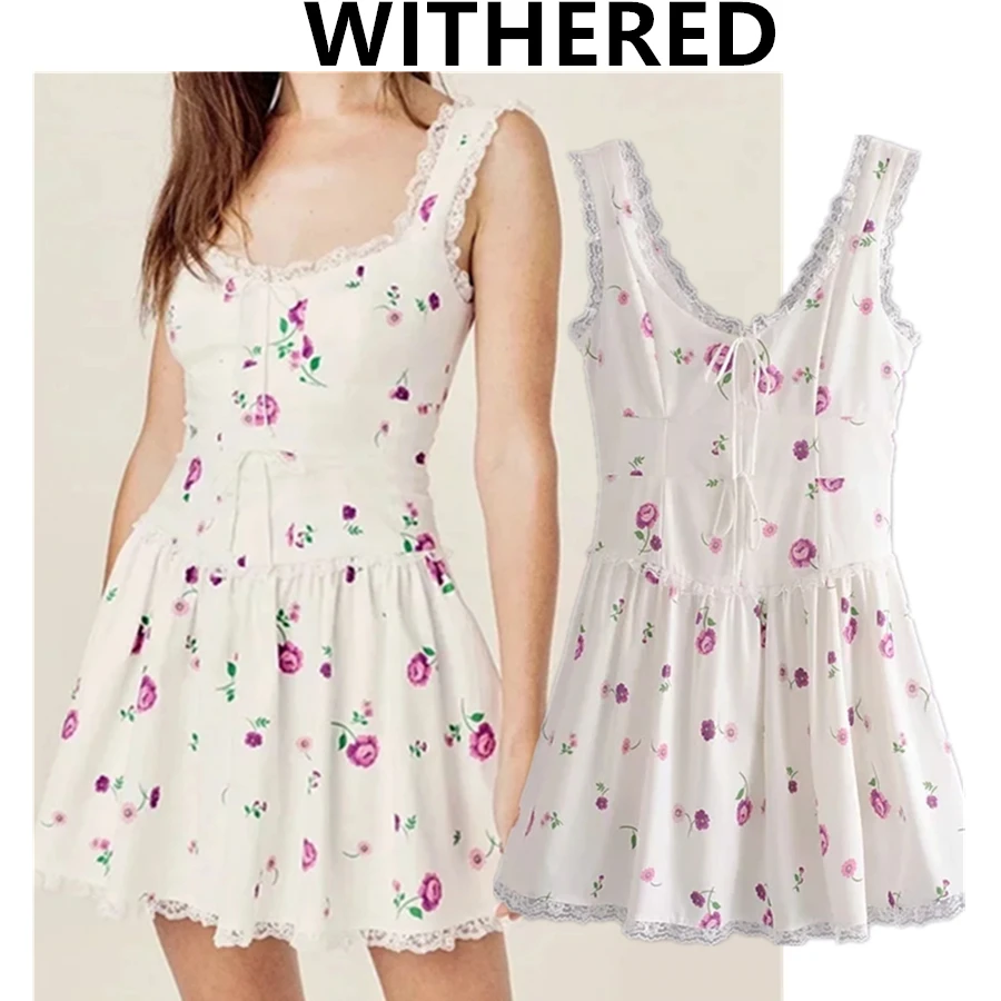 

Elmsk 2021 indie folk bohemian vintage lace splicing beach dress women vestidos de fiesta de noche sexy tank mini party dress