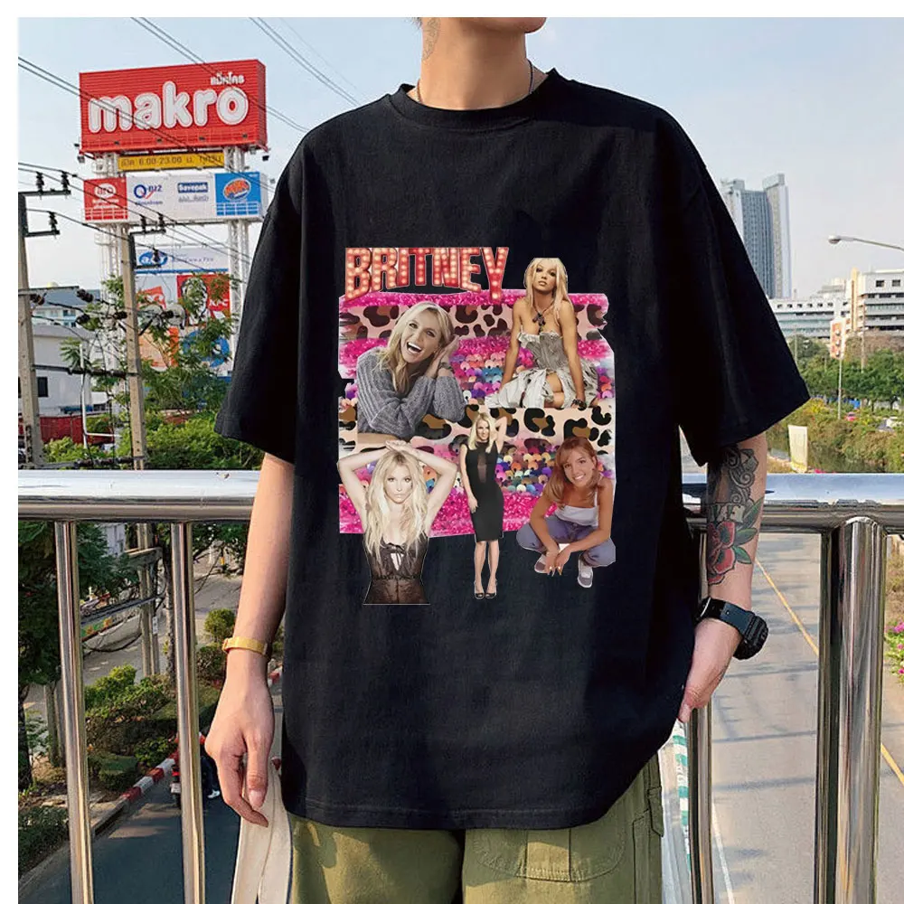 

Hot Sale New Style Britney Spears Wear T- Shirts Loose Clothes Oversize Unisex Couple Tees Daily Summer High Quality Streetwears