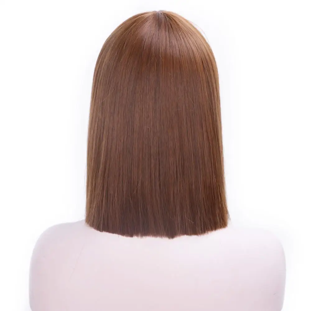 Brown I's a wig 2" длинные прямые синтетические парики с челкой медовый светлый жароустойчивый парики для женщин афроамериканские натуральные волосы 4 цвета - Цвет: Brown
