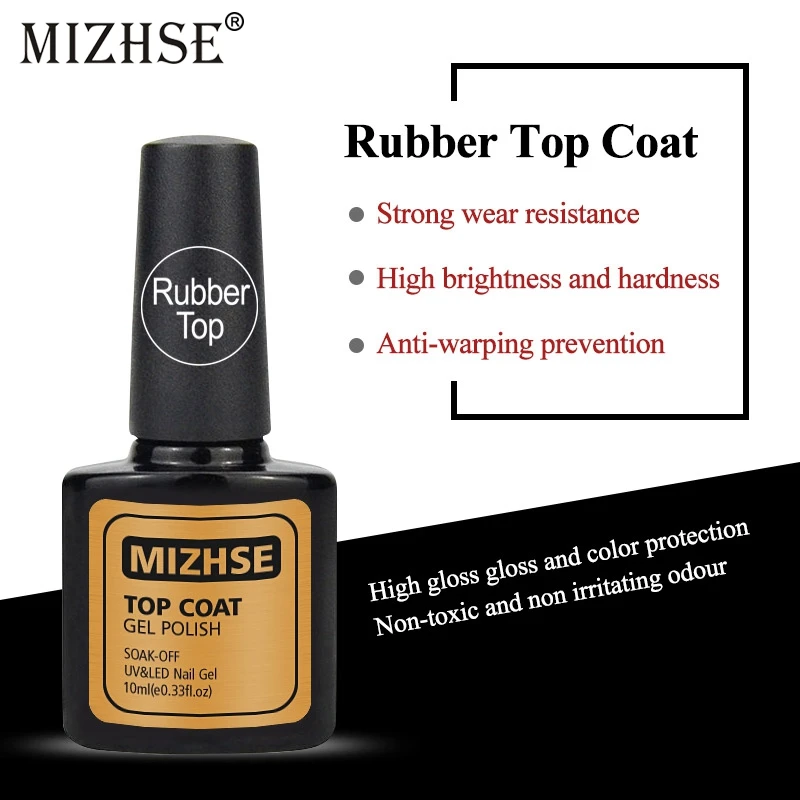 

MIZHSE 10ML Rubber Base Top UV Gel Nail Polish Base Coat Primer Semi Permanent Rubber Base Ink Soak Off Gel Varnish Lacquer