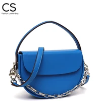 cs designer flap shoulder bag women genuine leather crossbody handbag chain top handle half round purse cowhide messenger bags