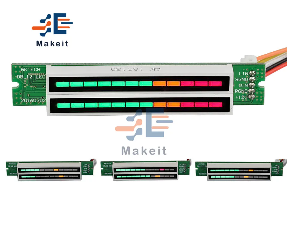 Двойной мини-индикатор уровня звука 12 настраиваемых частот с Режим АРУ |
