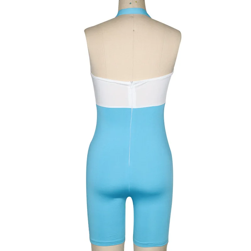 

Summer Fashion Shorts Hanging Around Your Neck Backless Zipper Jumpsuit Women Dropshipping Sexy Sleeveless Strapless Bodysuit