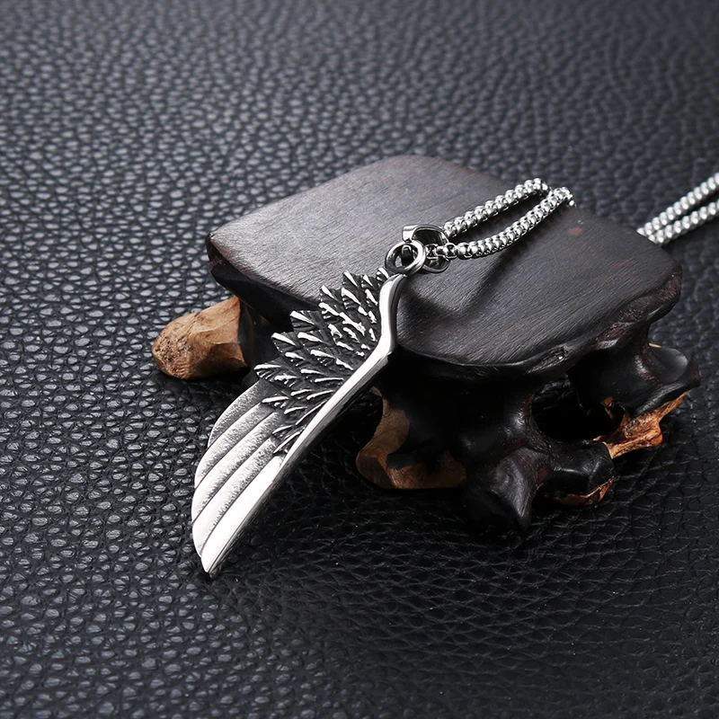 Olowu мужское ожерелье с перьями в форме нержавеющей стали ювелирные изделия для