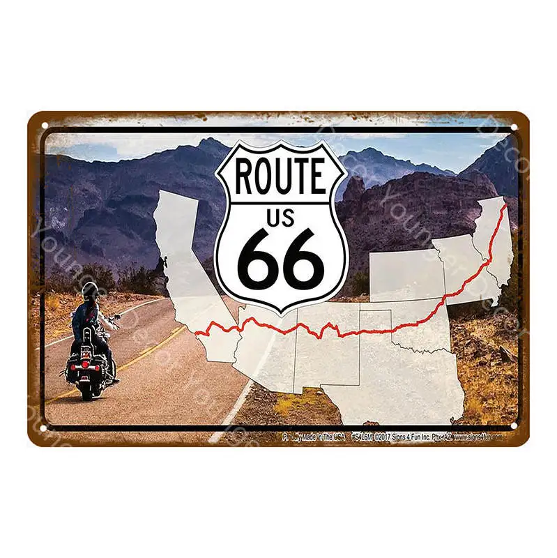 YD7757EI Винтаж US Route 66 металлические знаки американская дорога автомобиль мотоциклы тарелка настенный плакат Паб Бар Клуб домашний декор гараж украшение YI-024 - Цвет: YD7757EI