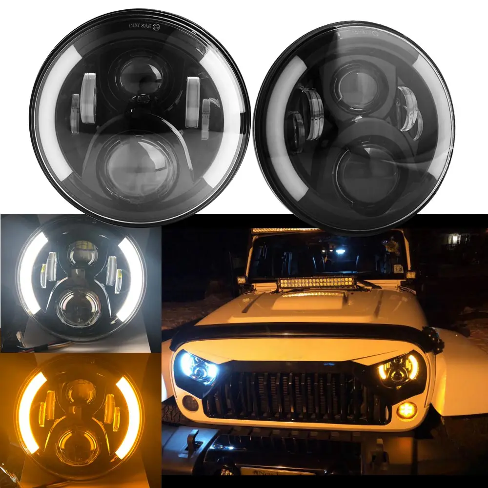 2 шт. черный 7 дюймов круглый H/низкая lm светодиодный фар для Lada 4x4 городская Нива Jeep