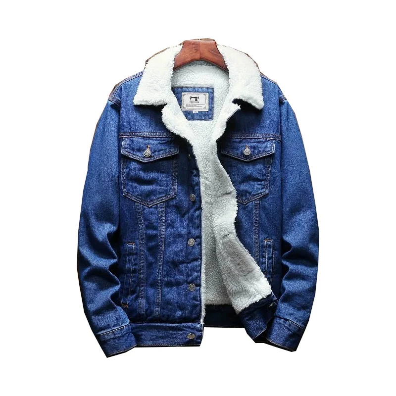 Men's Winter Denim Jacket Large Wool Lining, thicker, XS-6XL
