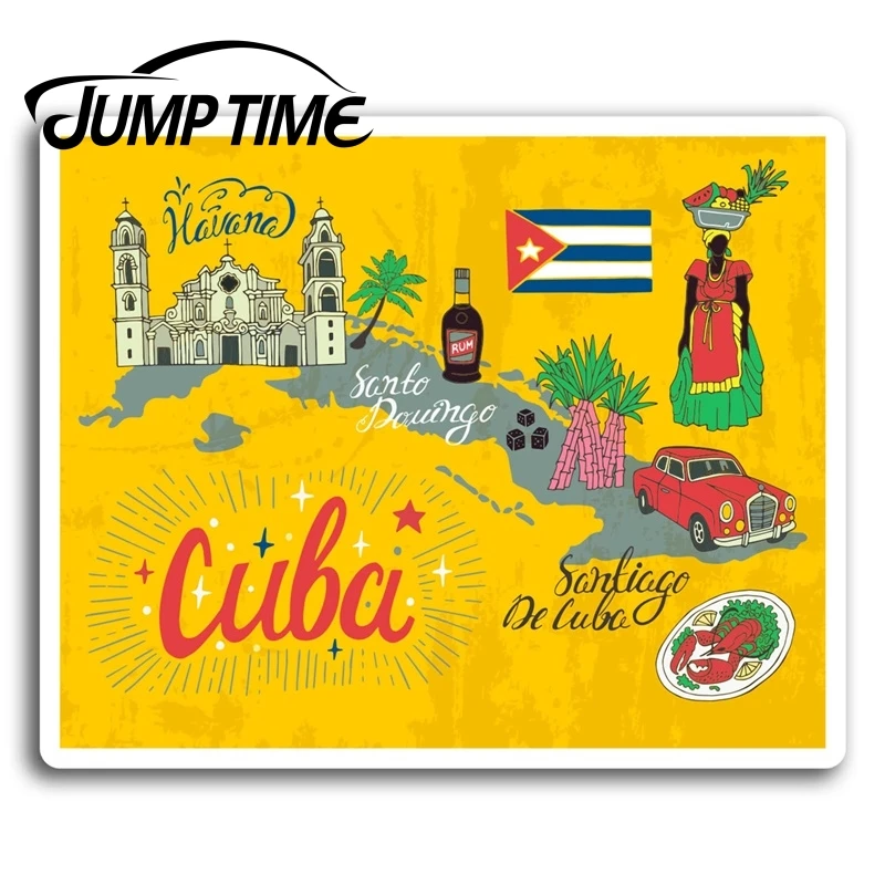 

Jump Time for Cuba Havana Travel Map Vinyl Stickers Sticker Laptop Luggage Car Decal Window Wiper Trunk Car Styling