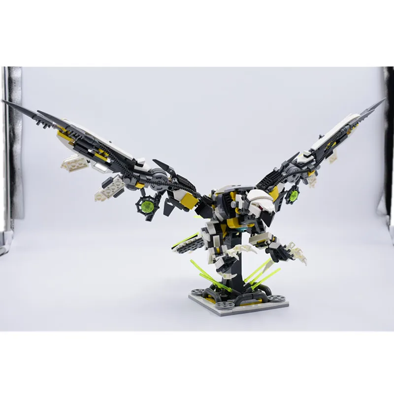 

880Pcs+ STEM MOC Mecha Blast Bird Model with Stand Bracket Small Particle Building Blocks Toy