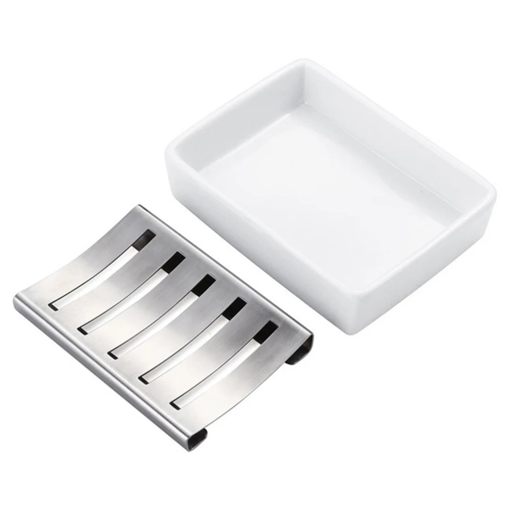 

Double Layer Soap Storage Box Useful Soap Tray Creative Soap Stand Bathroom Soap Holder for Home Indoor (White)