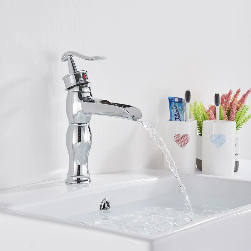 Хромированный смеситель для раковины медный кран горячей и холодной воды