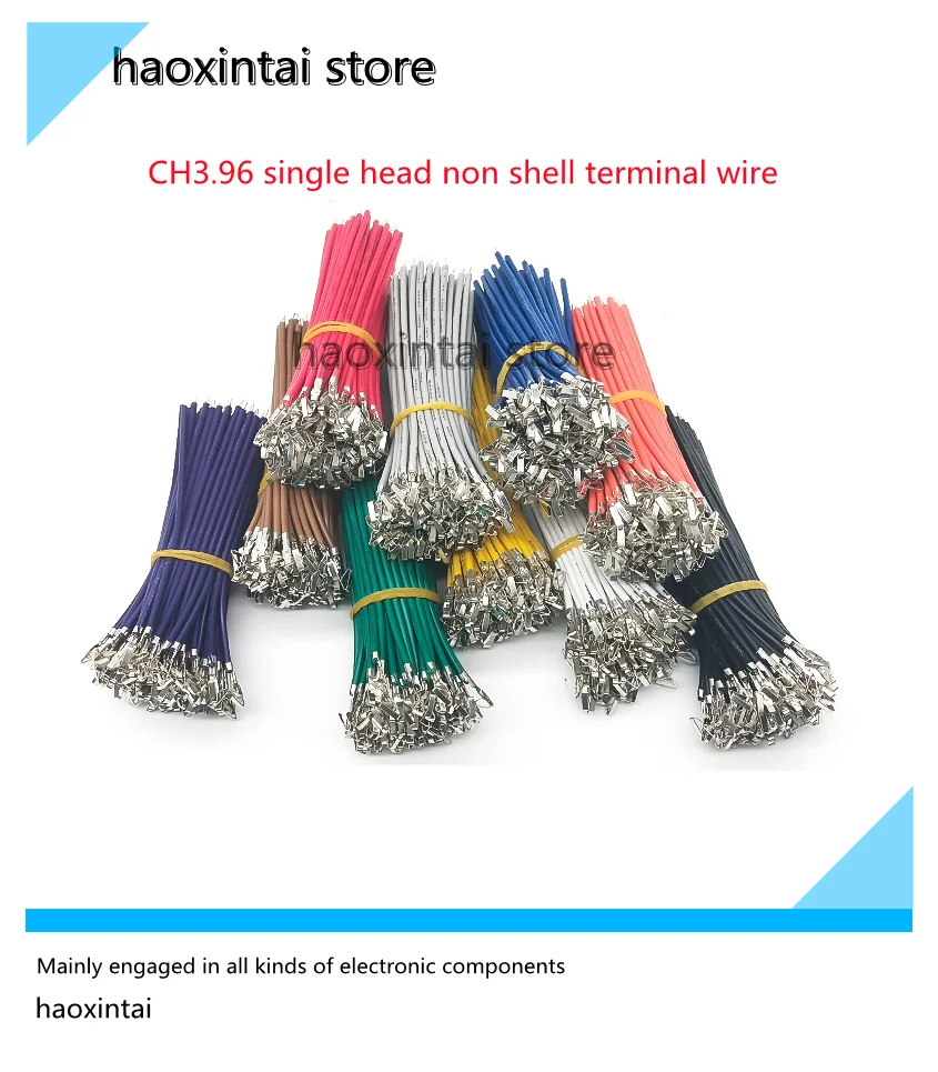 

100 шт., односторонние клеммы CH3.96 без оболочки, 100 мм/200 мм/300 мм, электронный кабель