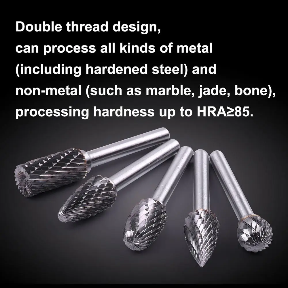 5 шт./компл. ассорти 12 мм Головка карбида вольфрама роторная точка заусенцы бит 6