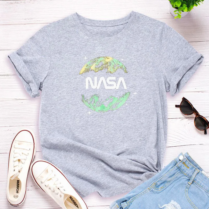 

2021 new summer high quality printed loose round neck short sleeve ladies t-shirt