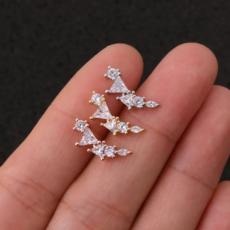 Sellsets 1 шт. новинка розовое золото цвет Корона Звезда площадь маркиза CZ нержавеющая сталь Daith Rook Tragus Пирсинг ювелирные изделия