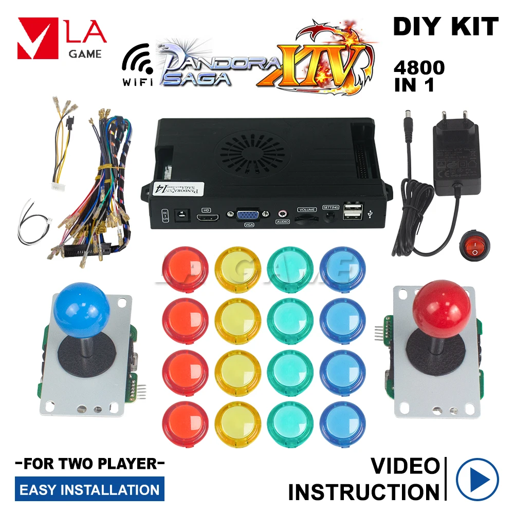 

Pandora Box Сага 14 в комплекте, оригинальные прозрачные аркадные кнопки Sanwa 5 Pin 8 Way Switch, аркадный джойстик Pandora Wifi