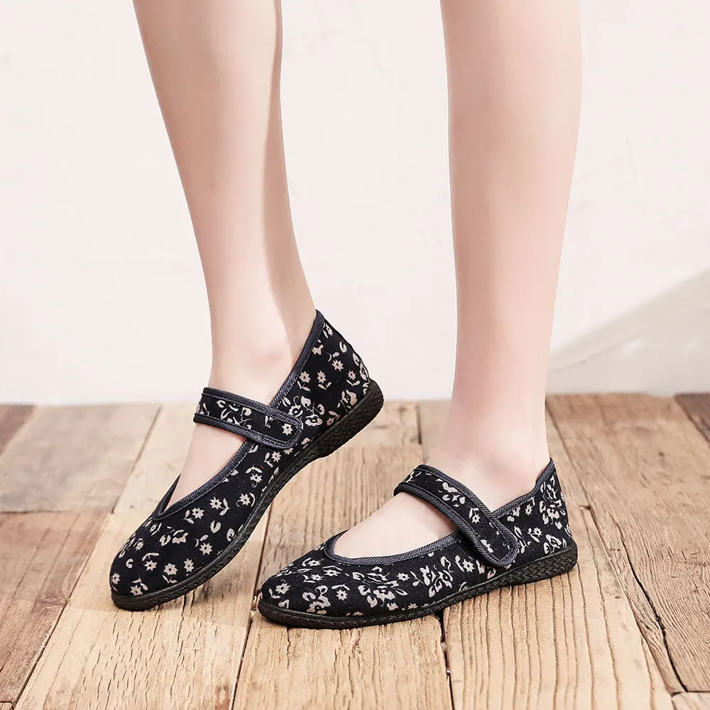 

YourSeason Light Weight Ladies Retro Fabric Ballet Flats Comfort Women Casual Old Beijing Floral Walking Sneakers