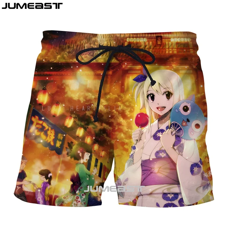 Jumeast Men Women 3D Anime Fairy Tail Oversized Streetwear Board Shorts Fashion Summer Beach Casual Sweatpants Short Pants | Мужская