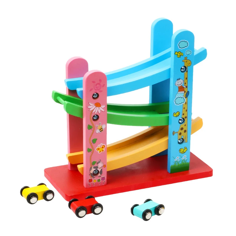 Детская деревянная пандусы для автомобилей гонки 3 уровня игрушечный автомобиль