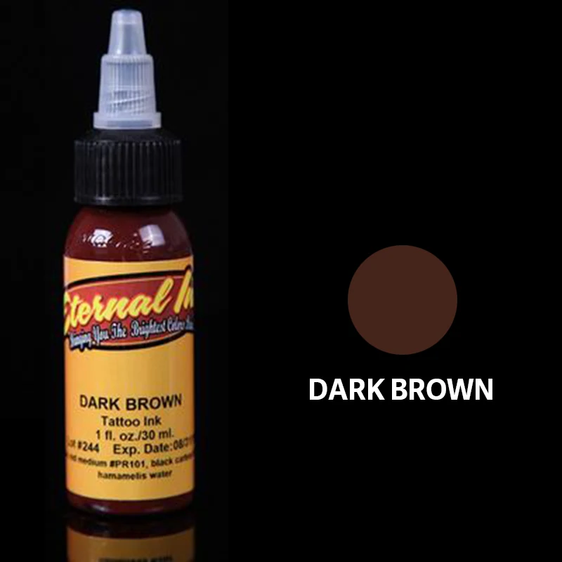 dark brown Перманентные чернила для татуировки, набор пигмента, tinta tattoo tintas para tatuajes, пигменты, динамические чернила, goochie tintas tattoo, aimoosi - Цвет: dark brown
