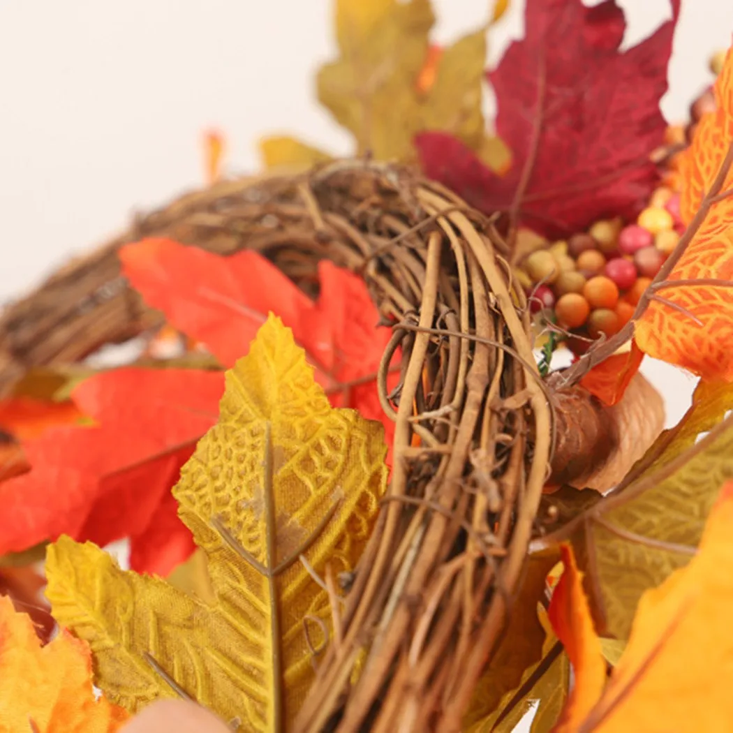 Maple Leaf Garland Artificial Wreath Thanksgiving Decor Autumn Harvest