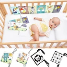 Новые детские сенсорные игрушки, тканевая книга для новорожденных, детской кроватки, бампер, черно-белые бесшумные книги с историей животных, обучающая игрушка монтессор