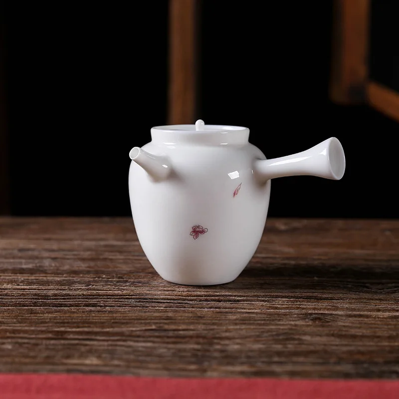 Овцы жир керамическая посуда чайник сгущенный белый горшок с боковой ручкой ворс