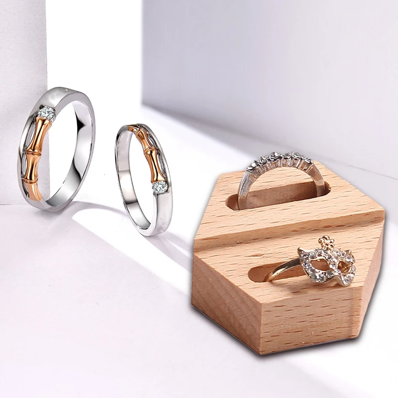 

Wood Ring Show Ring Box Proposal Wedding Ring Seat Wooden Ring Box Geometry Wooden Block Display Stand
