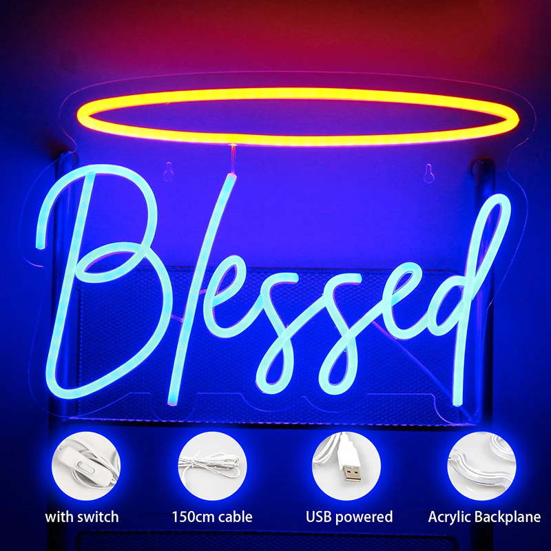Wanxing благородная синяя неоновая вывеска на стену с питанием от USB светильник