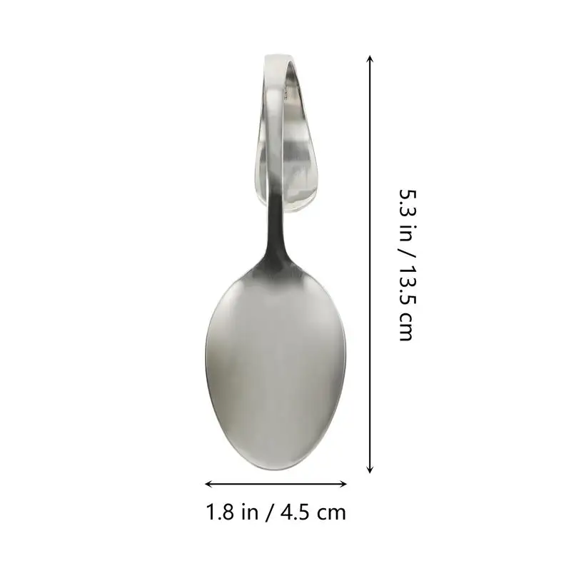 

6Pcs Stainless Steel Curved Handle Spoons Western Food Salad Scoops (Silver)