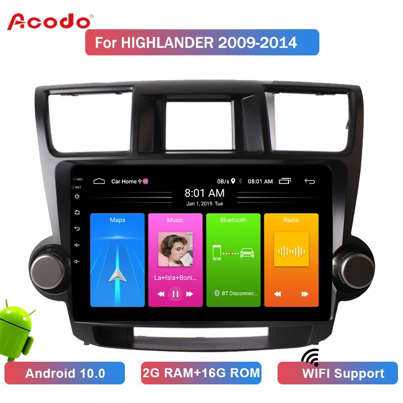 

Автомобильный радиоприемник ACODO 2 + 16G Android 10,0 для Toyota Highlander 2009-2014, автомобильное радио, мультимедийный видеоплеер, навигация GPS