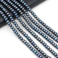 36cm new black flat round pearl beads natural freshwater pearls for necklace bracelet accessories jewelry making diy size 8 9mm
