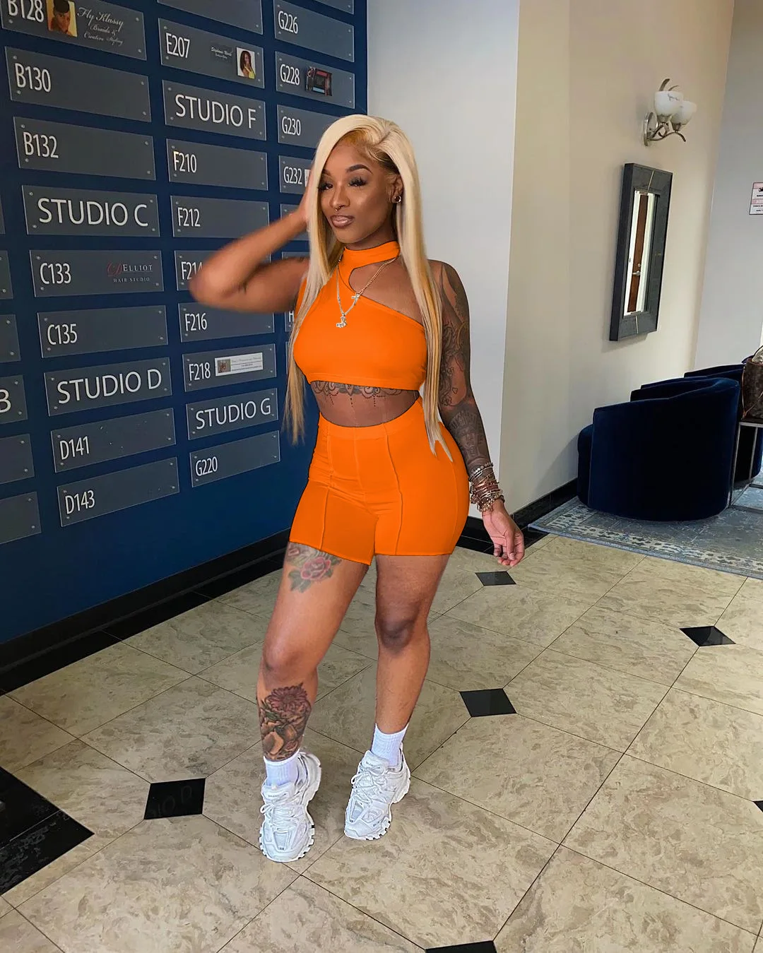 

Echoine Turtleneck Irregular Sleeveless Crop Top Shorts Suit Fitness Party Clubwear Streetwear Outfits Tracksuit Yoga Suit New