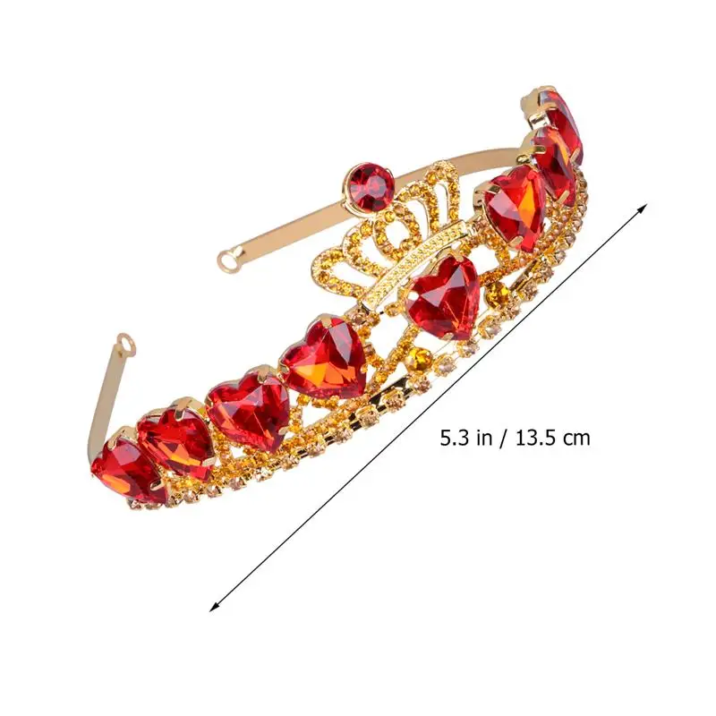 2pcs Kids Crown Red Peach Heart Crystal Exquisite Tiara Hair Hoop Beautiful Headdress for Birthday Performance Party | Украшения и